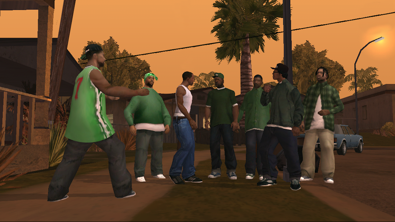 شوارع Los Santos الحية في GTA San Andreas للجوال مع سيارات ومشاة
